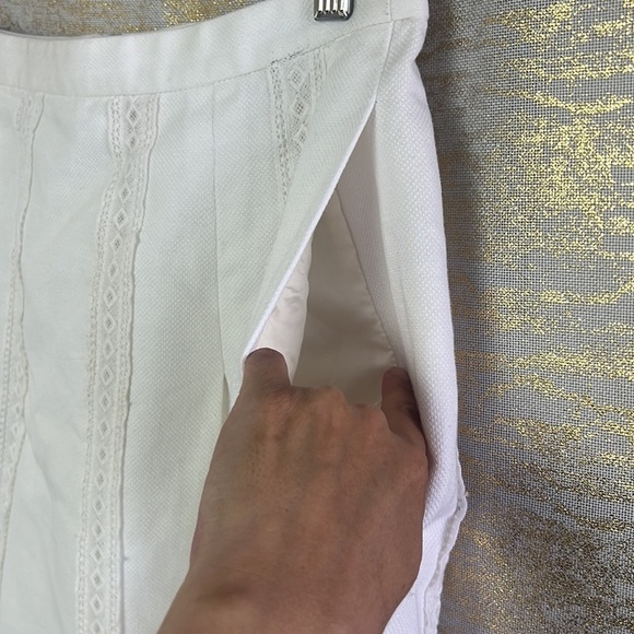 J. Crew Womenโs White Lace Striped Cotton Skirt With Pockets Size 2 - Picture 7 of 15